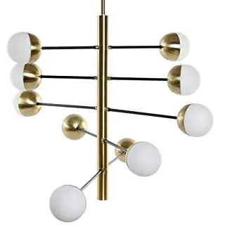 DRW Deckenleuchte aus Metall und Glas mit 8 Kugeln in Gold 45 x 52 x 103 cm