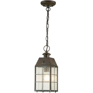 Hängeleuchte außen Vintage aus Messing Glas E27 IP44 B: 14 cm Lampe Terrasse