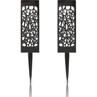 LED Solar Stecklampe für Außen ( 2er Pack ), wetterfest IP44 spritzwassergeschützt, 28,5 cm Gartenleuchte mit Erdspieß, Beleuchtung für Terrasse