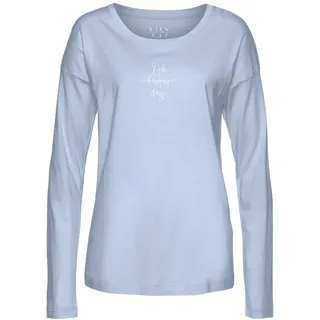 VIVANCE Dreams Pyjamaoberteil mit Sommer-Statementdruck, blau