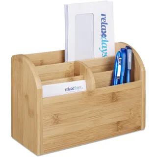Relaxdays Schreibtisch-Organizer Bambus, natur