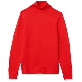 Amazon Essentials Herren Rollkragenpullover aus Baumwolle mit weichem Griff, Rot, L