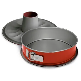 Guardini, Springform mit 2 Böden Ø 24 cm, Tropfschutz, Stahl mit Antihaftbeschichtung, rot und grau, hergestellt in Italien, Linie Rossana