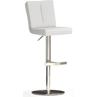 Bistrostuhl MCA FURNITURE "BARBECOOL Barhocker Bistrostuhl Tresenhocker", weiß (weiß, edelstahl gebürstet), B:42cm H:89cm T:53cm, Kunstleder, Stühle, Bistrostuhl, mit Rückenlehne, Bodenplatte rund, 180drehbar, Sitzhöhe von 56-81 cm