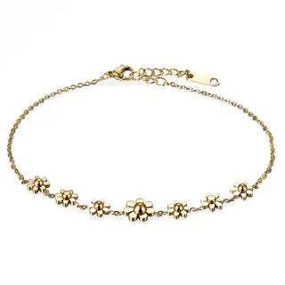 Cupimatch Fusskette Damen Fußkette Edelstahl Länge Verstellbar Fuß Schmuck Gänseblümchen Fusskettechen für Mädchen Frauen 22 + 3cm, Gold