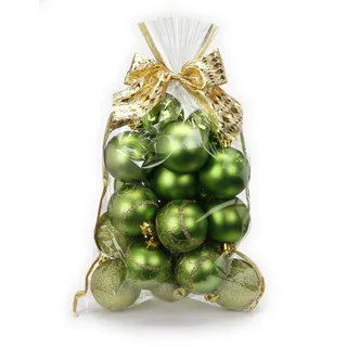20 Stk. Christbaumkugeln 6cm Kuststoff // PVC Weihnachtskugeln Baumschmuck Dekor Motive Plastik Christbaumschmuck Mix Set Weihnachten Geschenk (hellgrün)