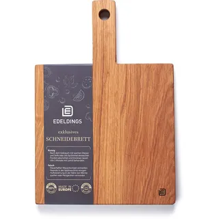 Edeldings Schneide- und Servierbrett aus hochwertiger Eiche 20 х 20 cm groß mit 10 cm praktischem Griff | Antibakterielles Küchenbrett | Servierbrett, Frühstücksbrett, Holzbrett aus massiv Holz