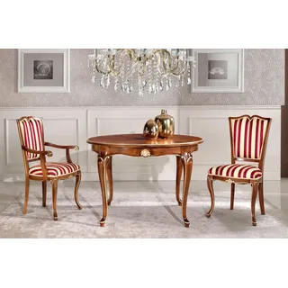 Gruppe Set 2x Stuhl Esszimmer Stuhl Stuhle Holz Luxus Essgruppe Garnitur Möbel - Braun