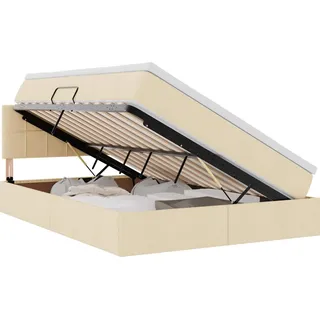 vidaXL Aufbewahrungsbett mit Matratze Creme 120 x 200 cm Holzwerkstoff - Creme