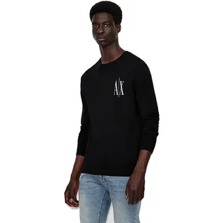 Armani Exchange Men's Icon Project, Crewneck, Merino Wool Pullover Sweater, Black, Klein