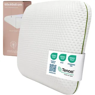 MIMUSELINA Viscoelastisch Kinderkissen 60x40x6 cm | Hypoallergenes Memory Foam für Babys | Kleine Kissen für Kinder, Ergonomisch & Atmungsaktiv | Abnehmbarer, Waschbarer Bezug aus Tencel