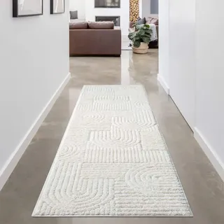 Designteppich CARPET CITY "FOCUS765", beige (creme), B:80cm H:20mm L:300cm, Obermaterial: 100% Polypropylen, Teppiche, Designteppich, Boho-Design, Hochtief-Muster/ 3D-Effekt, Skandinavisch, Wohnzimmer