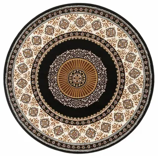 my home Teppich »Shari, Made in Belgium« rund 7 mm Höhe Orient-Dekor, mit Bordüre, Kurzflor, weich, pflegeleicht, elegant, schwarz