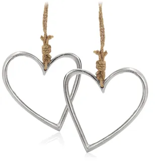 COM-FOUR COM-FOUR® 2X Metallanhänger für den Weihnachtsbaum - Christbaumschmuck aus Metall in Herz-Form - rustikale Weihnachtsdeko (2 Stück - Herz groß)