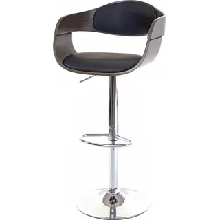 Barhocker HWC-A47, Barstuhl, Holz Bugholz Retro-Design grau, Kunstleder schwarz - Schwarz