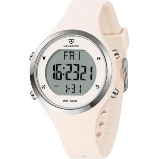 Watch For Damen Armbanduhr mit Silikonband,Digitaluhr Alarm,Stoppuhr,Datum,Licht,Timer,Zwei Zonen,Schlummer Vielseitige Funktionen Präzise Zeitmessung