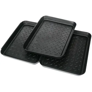bssmmai 3 x Schuhablage Schuhabtropfschale klein - Schuhablage schmal 35x27x2,5cm - Abtropfmatte Schuhe- Schuhmatte Abtropfschale Schwarz für Schuhe,Abtropfmatte Schuhtablett Schuhablagen