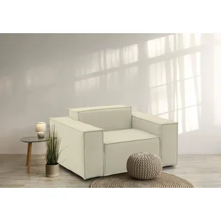 Talamo Italia - Emanuela-Sessel, Wohnzimmersessel, 100 % Made in Italy, Relaxsessel aus gepolstertem Stoff, 140 x 95 x 70 cm, Beige