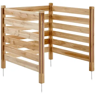 Vevor Sichtschutzzaun aus Holz, 914x914 mm 3-Paneele-Lamellenzaun für Klimaanlagen, Umzäunung für Poolausrüstung mit Metallpfählen, Mülltonnenversteck für den Außenbereich als Gartendekoration