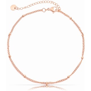 Made by Nami Edelstahl Damen Fußkettchen mit starkem Karabiner-Verschluss - verschiedene Designs - Frauen Fußkette Rosé-Gold - Mädchen Fußschmuck - Geschenk für Sie (Rose-Gold Orb)