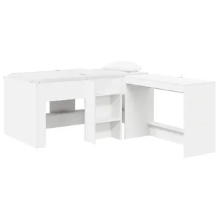 vidaXL Hochbett mit Schreibtisch für Kinder 2 Stk. Weiß Holzwerkstoff - Weiß