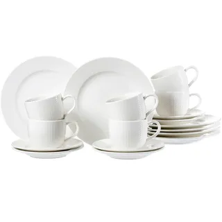 Ritzenhoff Breker Kaffeeservice , Weiß , Keramik , 18-teilig , 220 ml,220 ml , 18.5x22.5x34.5 cm , Geschirr, Geschirrsets, Kaffeeservice