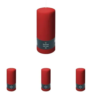 SPAAS Stumpenkerze 80/200 mm, ± 100 Stunden, ohne Duft - rot (Packung mit 4)