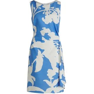Cocktailkleid VERA MONT "Cocktailkleid mit Blumenprint", Damen, Gr. 44, EURO, blau (blau, weiß), Obermaterial: 90% Polyester PES. 10% Elasthan EL., Kleider Cocktailkleid