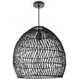 Pendelleuchte Wohnzimmer Boho Korbleuchten Pendellampe Rattan Hängeleuchte - Schwarz