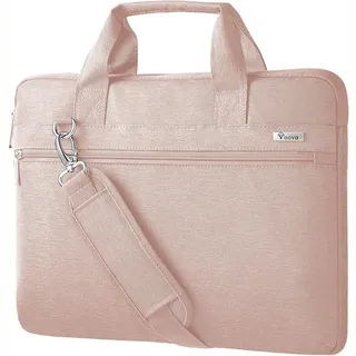 Voova Laptoptasche Damen Notebook 17 17,3 Zoll Laptop Tasche Umhängetasche Tragetasche 360° Schutz Wasserdicht Stoßfest Notebooktasche 17.3 Prinzessin Rosa