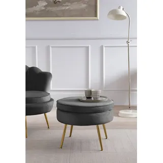 SalesFever Hocker Calm Gepolsterter Hocker mit Charme Samt 52 x 41 x 52 cm Schwarz