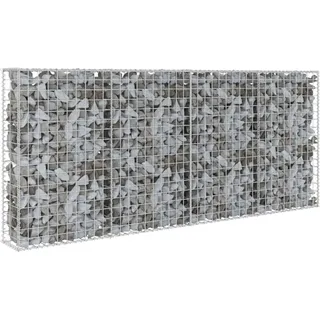 vidaXL Gabionenwand mit Abdeckung Verzinkter Stahl 200×20×85 cm - Silber