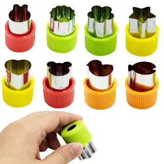 SZXMDKH 12 Stück Edelstahl Ausstechformen Gemüse Obst Ausstecher Tiere Form Gemüseschneider Keks Plätzchen Cutter Gemüseausstecher Schutzgriff für Kinder (Grün), etscdtz12