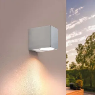 Ledvion San Diego RVS, LED Wandleuchte Außen Silber Kubus, GU10 Down, Außenwandleuchte, Wandlampe, Außenlampe, IP54