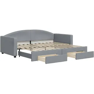 vidaXL Tagesbett Ausziehbar mit Schubladen Hellgrau 90x200 cm Stoff - Grau