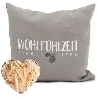 herbalind Zirbenkissen »Zirbenkissen, Kissen in 25x25cm und 40x40cm« Gefüllt mit hochwertigen Zirbenholzflocken, Made in Germany, grau