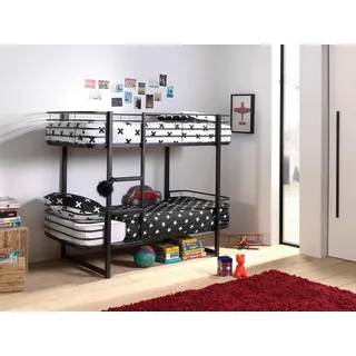 Vipack Etagenbett Oscar 90 x 200 cm Metall schwarz