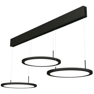 Plate 3 LED Pendelleuchte 3-fach aus Aluminium schwarz matt mit Acrylglas satiniert / Hängeleuchte / Tischleuchte - Schwarz