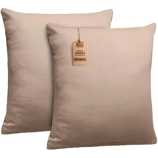 NatureMark 2er Set Jersey Kissenbezüge – Elastisch, weich, atmungsaktiv und hautfreundlich – Waschbare Kissenhülle - 40x40 – Sand/Beige