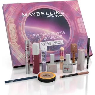 Maybelline New York Adventskalender 2025, Limited Edition, 12 Produkte, Make-up für Augen, Lippen, Gesicht und Nägel, professionelle und langlebige Oberflächen