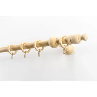 GARESA »NOVA« beige (natur), L:250cm Ø:28mm, Holzwerkstoff, Gardinenstangen, Gardinenstange, Vorhanggarnitur Holz, verlängerbar, Wandmont.,mit Ringe/2 Lauf Gleiter,