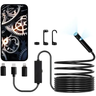 Vevor Endoskopkamera 1920P HD mit 8+1 LED-Licht, 2-fachem Zoom, 5 m Kabel, wasserdicht IP67