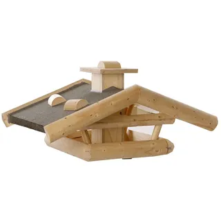 Dehner Natura Premium Wildvogel Futterhaus Wendelstein, Futterstation für Wildvögel, Vogelhaus wetterfest / stehend, inkl. wasserabweisender Teerpappe, ca. 76 x 55 x 32 cm, Holz, natur