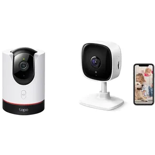 Tapo TP-Link C225 360°-WLAN-Überwachungskamera & TP-Link C110 WLAN IP Kamera Überwachungskamera (3MP-Auflösung, 2-Wege-Audio, Bewegungserkennung) Weiß