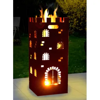 Moritz Feuerschale Feuerkorb 2mm Stahl 35x35x85 cm Steckbar für Garten Camping Outdoor Feuerstelle Feuertonne Ritterburg Burg
