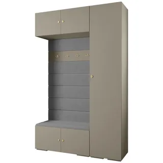 Abiks Möbel Garderoben-Set 236,7/150/47 , Kaschmir, Grau, Goldfarben , Holz , Nachbildung , 150x236.7x47 cm , Garderobe, Garderoben-Sets & Garderoben-Serien, Garderoben-Sets