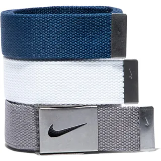 Nike Herren 3er-Pack Golf Web Gürtel, Weiß/Grau/Marineblau, Einheitsgröße
