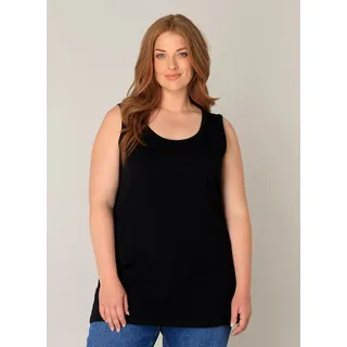 Base Level Curvy Longtop mit weitem Rundhalsausschnitt, schwarz,