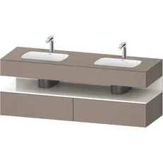 Duravit Qatego Einbauwaschtisch mit Konsolenwaschtischunterbau, 1600x550x600mm, Nische Weiß Hochglanz, Doppelwaschtisch, QA4797022, Farbe: Basalt Matt/mit Nischenbeleuchtung