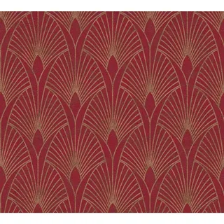 Vliestapete New Walls Art Deco Muster Glänzend Leicht Strukturiert Rot Gold FSC®